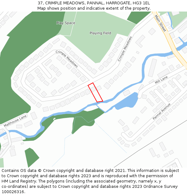 37, CRIMPLE MEADOWS, PANNAL, HARROGATE, HG3 1EL: Location map and indicative extent of plot