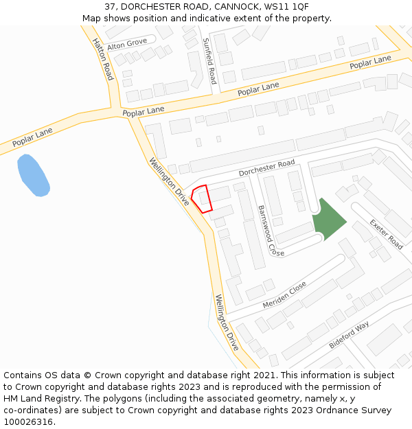 37, DORCHESTER ROAD, CANNOCK, WS11 1QF: Location map and indicative extent of plot