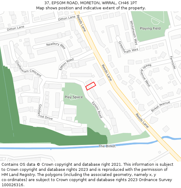 37, EPSOM ROAD, MORETON, WIRRAL, CH46 1PT: Location map and indicative extent of plot