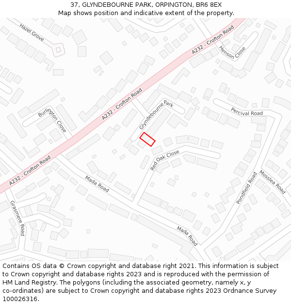 37, GLYNDEBOURNE PARK, ORPINGTON, BR6 8EX: Location map and indicative extent of plot