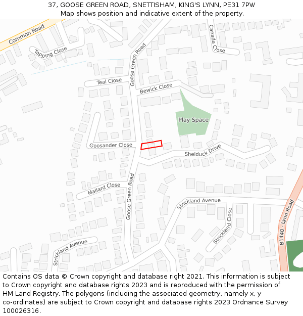 37, GOOSE GREEN ROAD, SNETTISHAM, KING'S LYNN, PE31 7PW: Location map and indicative extent of plot