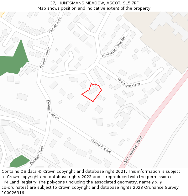 37, HUNTSMANS MEADOW, ASCOT, SL5 7PF: Location map and indicative extent of plot