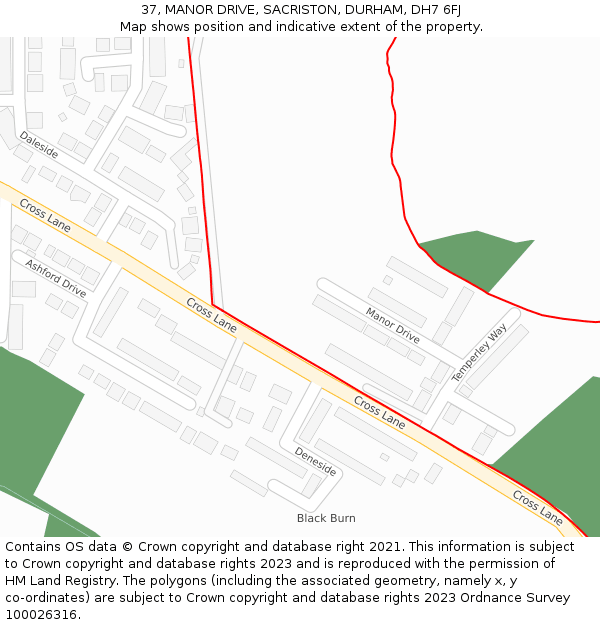 37, MANOR DRIVE, SACRISTON, DURHAM, DH7 6FJ: Location map and indicative extent of plot