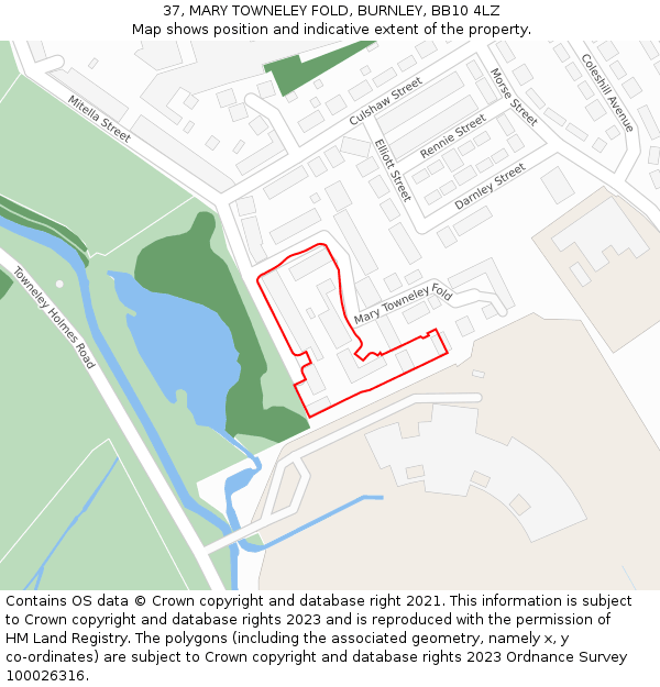 37, MARY TOWNELEY FOLD, BURNLEY, BB10 4LZ: Location map and indicative extent of plot