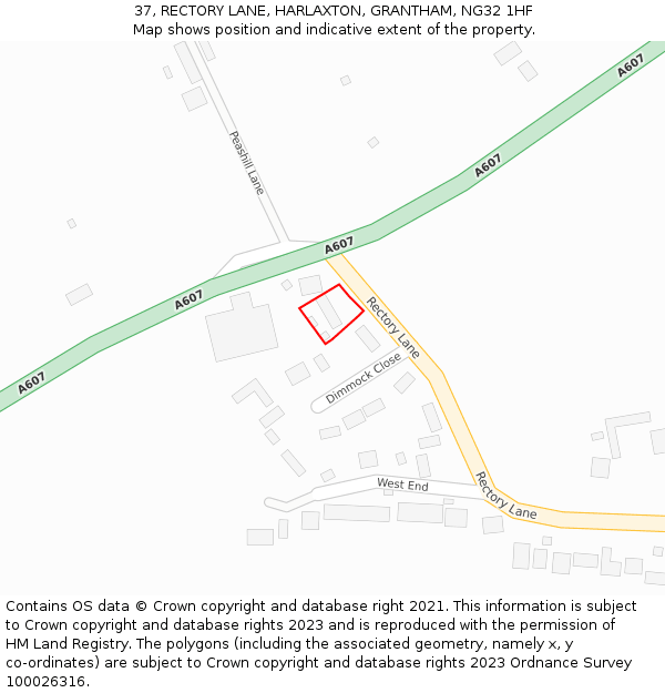 37, RECTORY LANE, HARLAXTON, GRANTHAM, NG32 1HF: Location map and indicative extent of plot