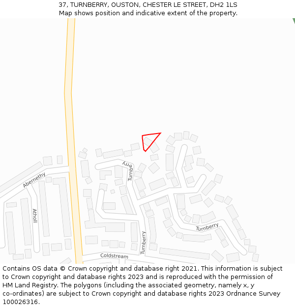 37, TURNBERRY, OUSTON, CHESTER LE STREET, DH2 1LS: Location map and indicative extent of plot