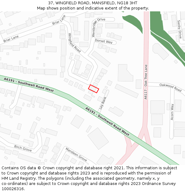 37, WINGFIELD ROAD, MANSFIELD, NG18 3HT: Location map and indicative extent of plot