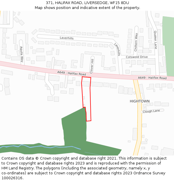 371, HALIFAX ROAD, LIVERSEDGE, WF15 8DU: Location map and indicative extent of plot