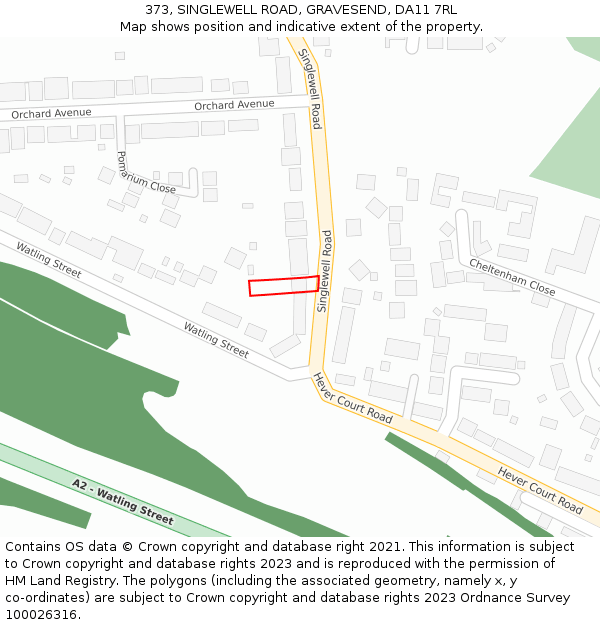 373, SINGLEWELL ROAD, GRAVESEND, DA11 7RL: Location map and indicative extent of plot