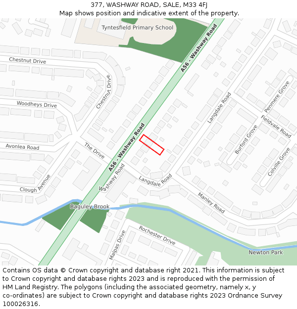 377, WASHWAY ROAD, SALE, M33 4FJ: Location map and indicative extent of plot