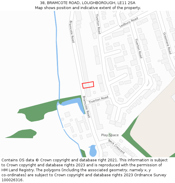 38, BRAMCOTE ROAD, LOUGHBOROUGH, LE11 2SA: Location map and indicative extent of plot