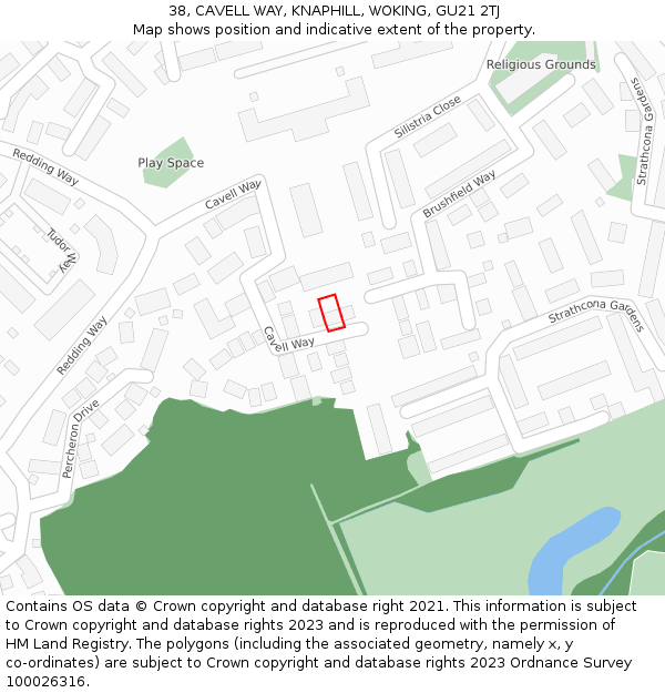 38, CAVELL WAY, KNAPHILL, WOKING, GU21 2TJ: Location map and indicative extent of plot