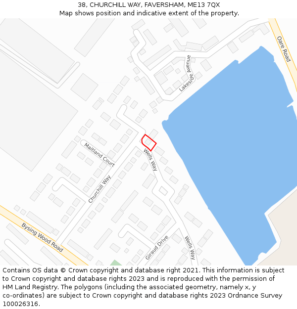 38, CHURCHILL WAY, FAVERSHAM, ME13 7QX: Location map and indicative extent of plot