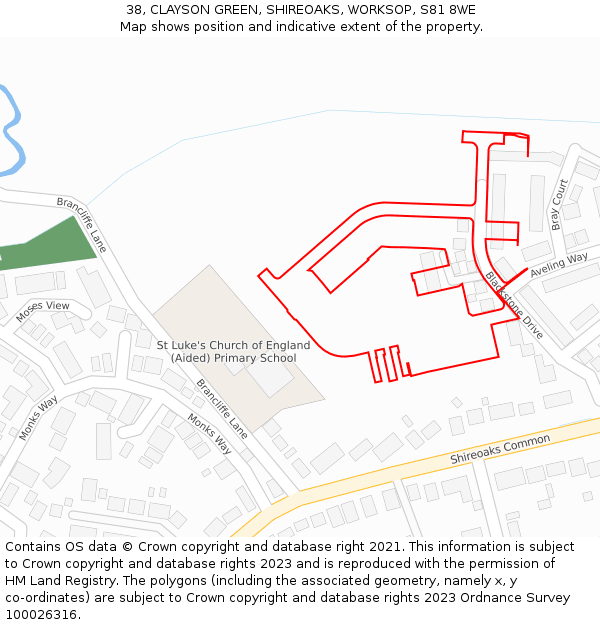 38, CLAYSON GREEN, SHIREOAKS, WORKSOP, S81 8WE: Location map and indicative extent of plot