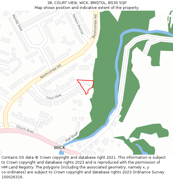 38, COURT VIEW, WICK, BRISTOL, BS30 5QP: Location map and indicative extent of plot