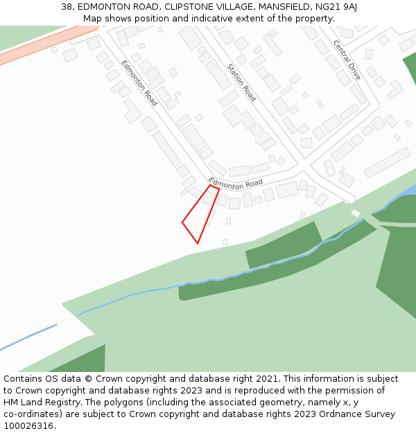 38, EDMONTON ROAD, CLIPSTONE VILLAGE, MANSFIELD, NG21 9AJ: Location map and indicative extent of plot