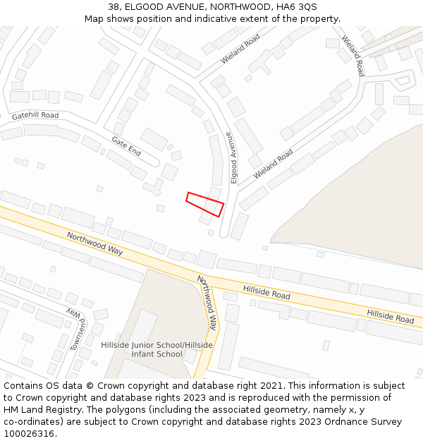 38, ELGOOD AVENUE, NORTHWOOD, HA6 3QS: Location map and indicative extent of plot