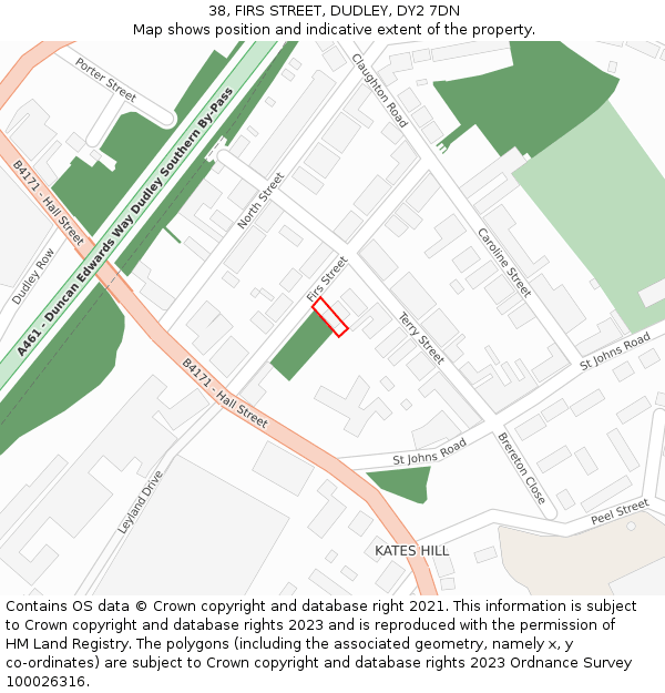 38, FIRS STREET, DUDLEY, DY2 7DN: Location map and indicative extent of plot