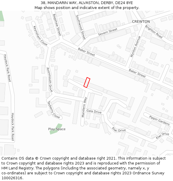 38, MANDARIN WAY, ALVASTON, DERBY, DE24 8YE: Location map and indicative extent of plot