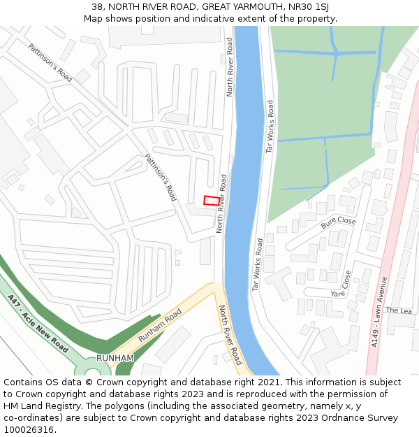 38, NORTH RIVER ROAD, GREAT YARMOUTH, NR30 1SJ: Location map and indicative extent of plot