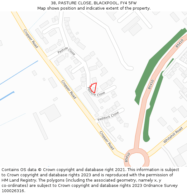 38, PASTURE CLOSE, BLACKPOOL, FY4 5FW: Location map and indicative extent of plot