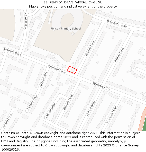 38, PENMON DRIVE, WIRRAL, CH61 5UJ: Location map and indicative extent of plot