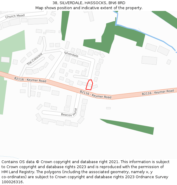 38, SILVERDALE, HASSOCKS, BN6 8RD: Location map and indicative extent of plot