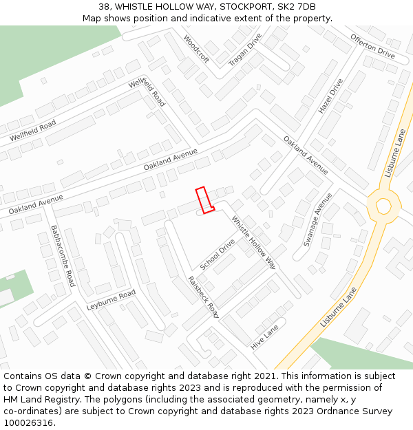 38, WHISTLE HOLLOW WAY, STOCKPORT, SK2 7DB: Location map and indicative extent of plot