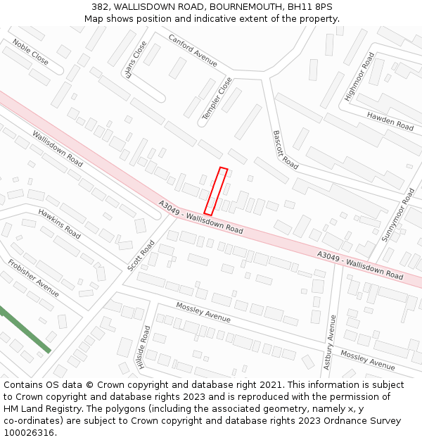 382, WALLISDOWN ROAD, BOURNEMOUTH, BH11 8PS: Location map and indicative extent of plot