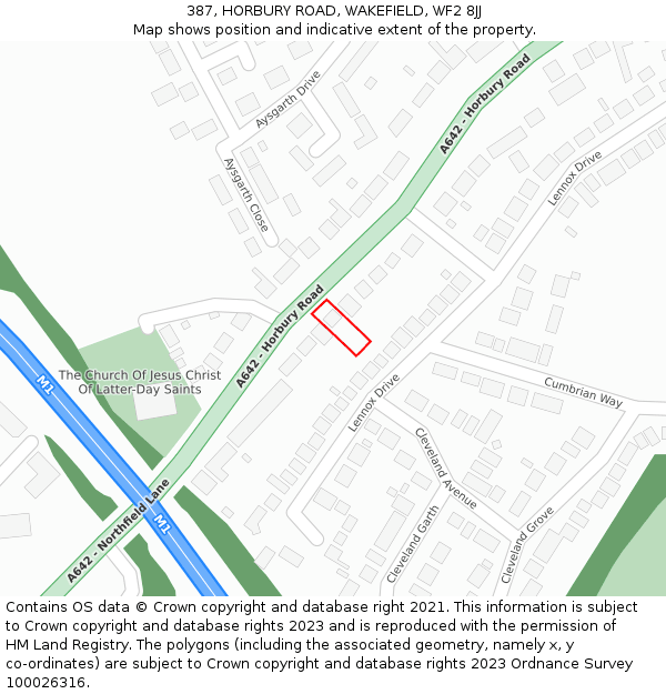 387, HORBURY ROAD, WAKEFIELD, WF2 8JJ: Location map and indicative extent of plot