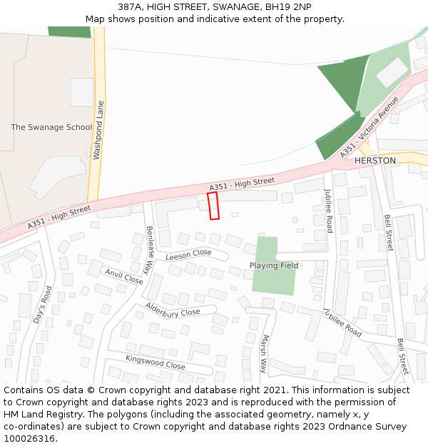 387A, HIGH STREET, SWANAGE, BH19 2NP: Location map and indicative extent of plot