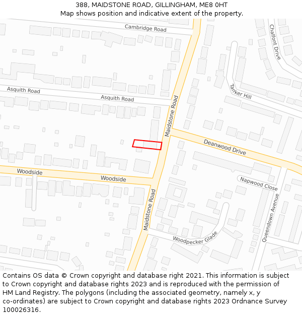 388, MAIDSTONE ROAD, GILLINGHAM, ME8 0HT: Location map and indicative extent of plot