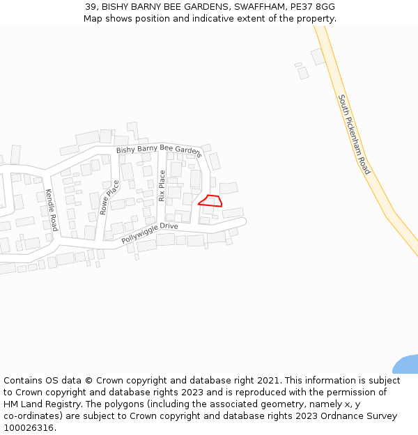 39, BISHY BARNY BEE GARDENS, SWAFFHAM, PE37 8GG: Location map and indicative extent of plot