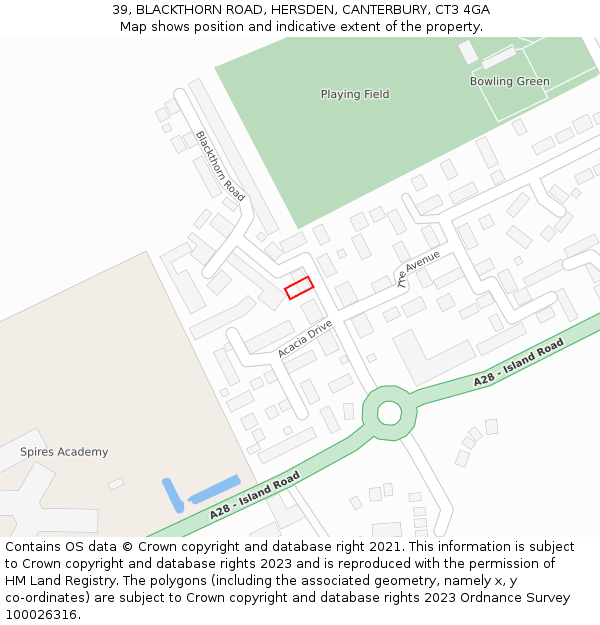 39, BLACKTHORN ROAD, HERSDEN, CANTERBURY, CT3 4GA: Location map and indicative extent of plot