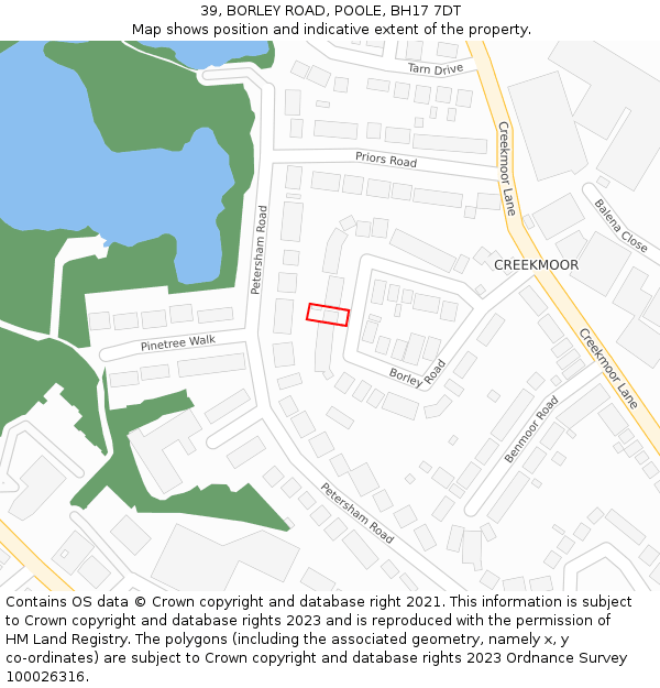 39, BORLEY ROAD, POOLE, BH17 7DT: Location map and indicative extent of plot