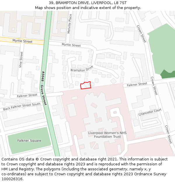 39, BRAMPTON DRIVE, LIVERPOOL, L8 7ST: Location map and indicative extent of plot