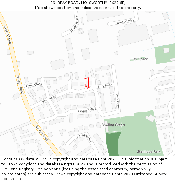 39, BRAY ROAD, HOLSWORTHY, EX22 6FJ: Location map and indicative extent of plot