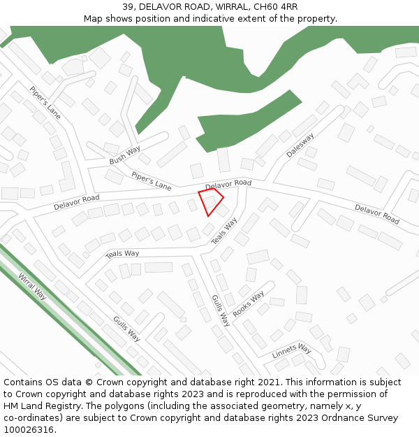 39, DELAVOR ROAD, WIRRAL, CH60 4RR: Location map and indicative extent of plot