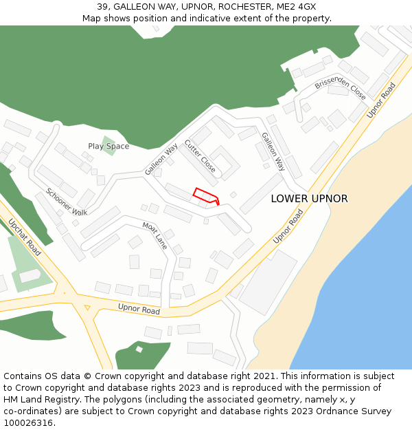 39, GALLEON WAY, UPNOR, ROCHESTER, ME2 4GX: Location map and indicative extent of plot