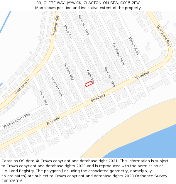 39, GLEBE WAY, JAYWICK, CLACTON-ON-SEA, CO15 2EW: Location map and indicative extent of plot
