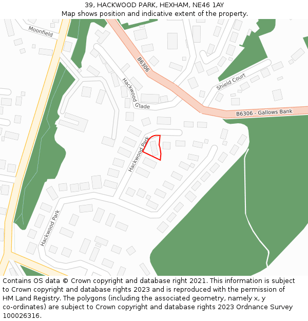 39, HACKWOOD PARK, HEXHAM, NE46 1AY: Location map and indicative extent of plot