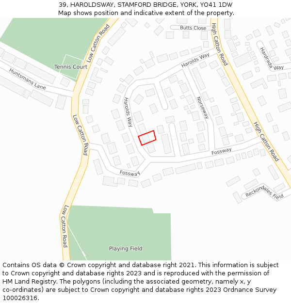 39, HAROLDSWAY, STAMFORD BRIDGE, YORK, YO41 1DW: Location map and indicative extent of plot