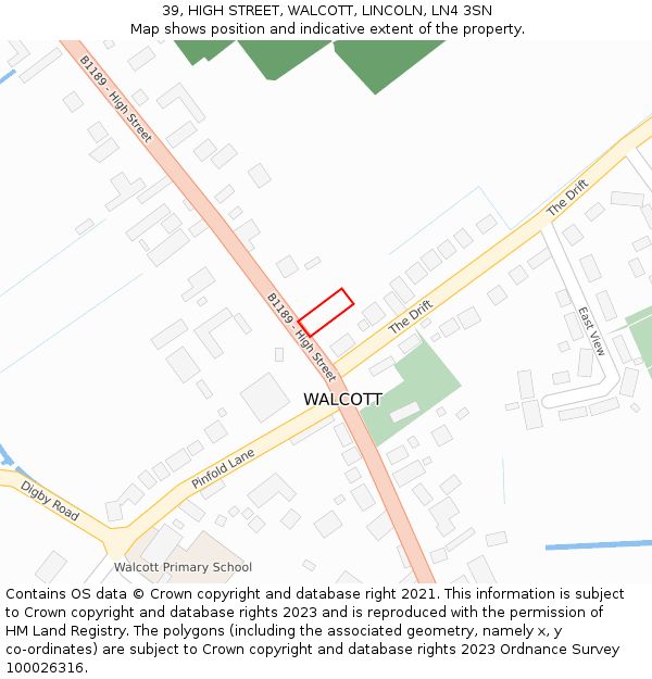 39, HIGH STREET, WALCOTT, LINCOLN, LN4 3SN: Location map and indicative extent of plot