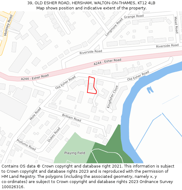 39, OLD ESHER ROAD, HERSHAM, WALTON-ON-THAMES, KT12 4LB: Location map and indicative extent of plot