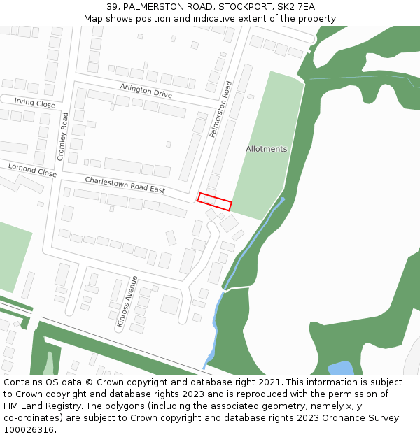 39, PALMERSTON ROAD, STOCKPORT, SK2 7EA: Location map and indicative extent of plot