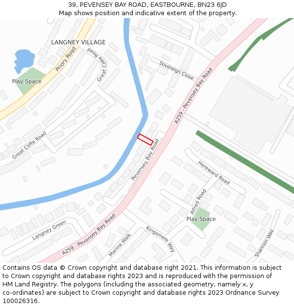 39, PEVENSEY BAY ROAD, EASTBOURNE, BN23 6JD: Location map and indicative extent of plot