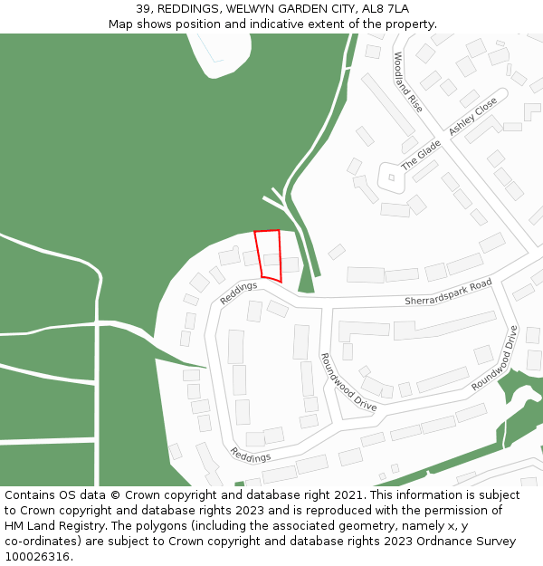 39, REDDINGS, WELWYN GARDEN CITY, AL8 7LA: Location map and indicative extent of plot