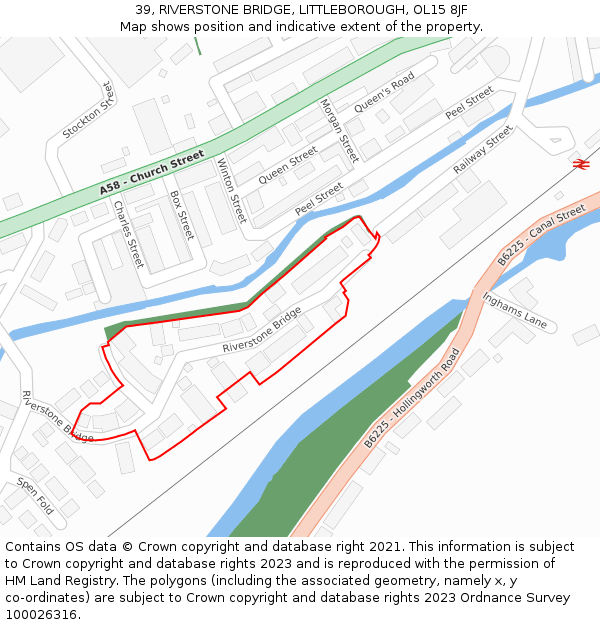 39, RIVERSTONE BRIDGE, LITTLEBOROUGH, OL15 8JF: Location map and indicative extent of plot