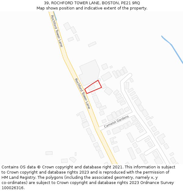 39, ROCHFORD TOWER LANE, BOSTON, PE21 9RQ: Location map and indicative extent of plot