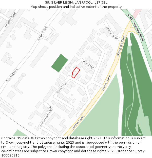 39, SILVER LEIGH, LIVERPOOL, L17 5BL: Location map and indicative extent of plot